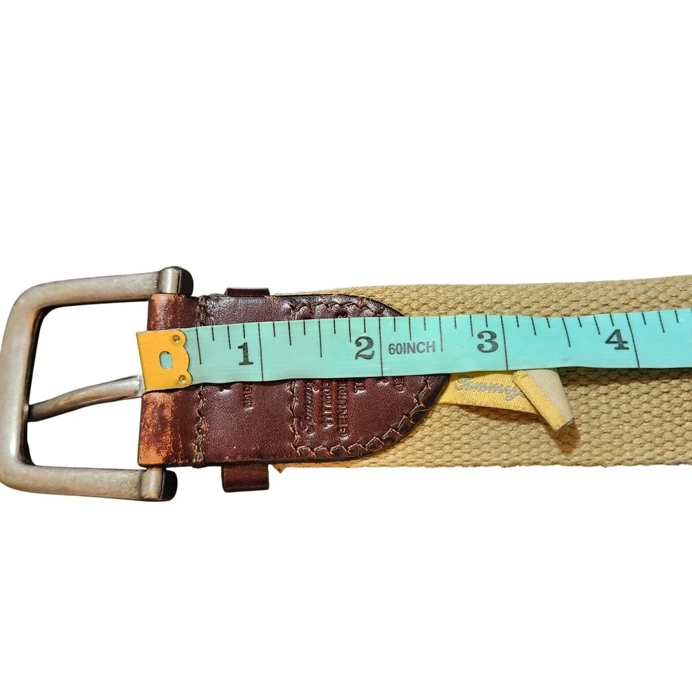 Tommy Bahama Canvas Leather Belt Mens XL 42-44 Tan Brown Casual Coastal Prep